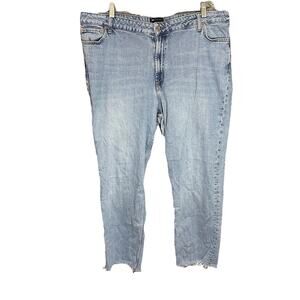 ASOS Women's Baggy Jeans Light Wash Distressed and Raw Hem - Size 18